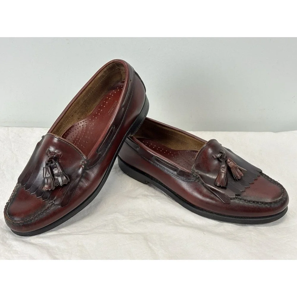 Vtg Bass Weejuns Layton Kiltie Tassel Loafers Shoes Men's 9 Oxblood Made USA